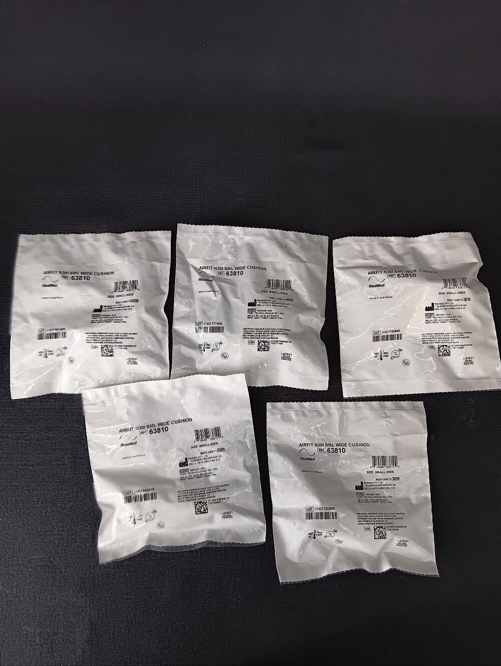 Lot Of 5 Resmed Airfit N30i Cushion Small Wide #63810 New Sealed